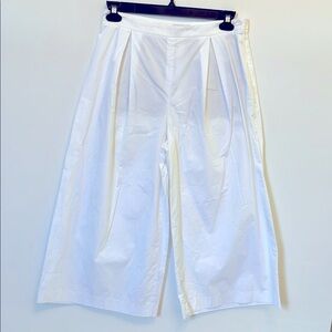 VINCE White Cotton Women's Pleat Front Wide Leg Bermudas Sz 6